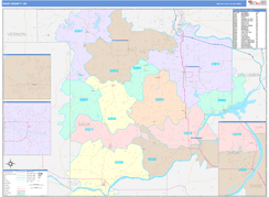 Sauk County, WI Digital Map Color Cast Style