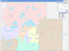 Sawyer County, WI Digital Map Color Cast Style