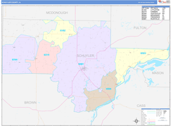 Schuyler County, IL Digital Map Color Cast Style