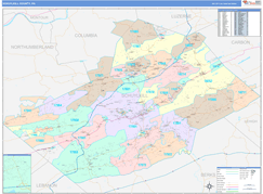 Schuylkill County, PA Digital Map Color Cast Style