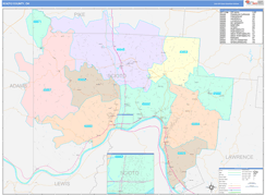 Scioto County, OH Digital Map Color Cast Style