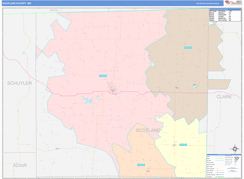 Scotland County, MO Digital Map Color Cast Style