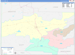 Scott County, AR Digital Map Color Cast Style