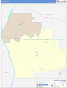 Scott County, IL Digital Map Color Cast Style
