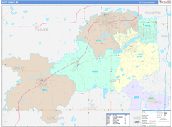 Scott County, MN Digital Map Color Cast Style
