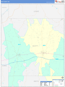 Scott County, MS Digital Map Color Cast Style