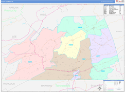 Scott County, VA Digital Map Color Cast Style