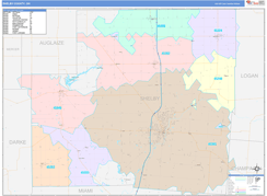 Shelby County, OH Digital Map Color Cast Style