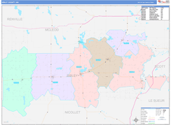 Sibley County, MN Digital Map Color Cast Style