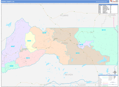 Sierra County, CA Digital Map Color Cast Style