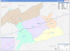 Smyth County, VA Digital Map Color Cast Style