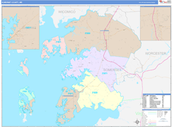 Somerset County, MD Digital Map Color Cast Style