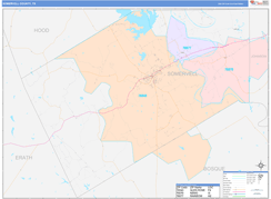 Somervell County, TX Digital Map Color Cast Style