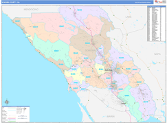 Sonoma County, CA Digital Map Color Cast Style