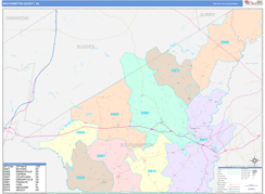 Southampton County, VA Digital Map Color Cast Style