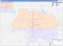 Spalding County, GA Digital Map Color Cast Style