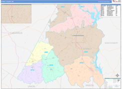 Stanly County, NC Digital Map Color Cast Style