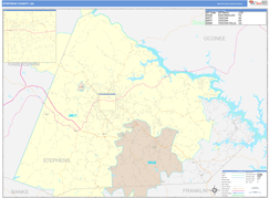 Stephens County, GA Digital Map Color Cast Style