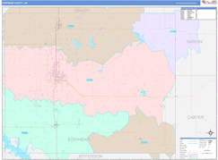 Stephens County, OK Digital Map Color Cast Style