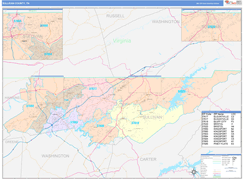 Sullivan County, TN Digital Map Color Cast Style