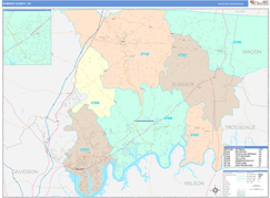 Sumner County, TN Digital Map Color Cast Style