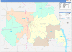 Sumter County, GA Digital Map Color Cast Style