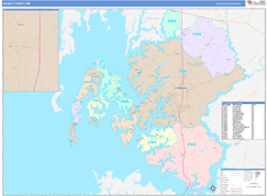 Talbot County, MD Digital Map Color Cast Style