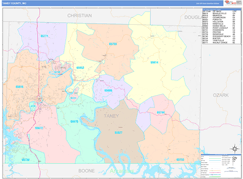 Taney County, MO Digital Map Color Cast Style