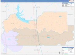 Tate County, MS Digital Map Color Cast Style