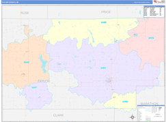 Taylor County, WI Digital Map Color Cast Style