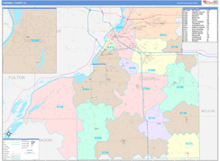 Tazewell County, IL Digital Map Color Cast Style