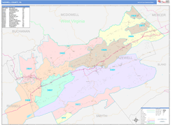 Tazewell County, VA Digital Map Color Cast Style
