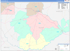 Telfair County, GA Digital Map Color Cast Style
