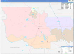 Teton County, MT Digital Map Color Cast Style