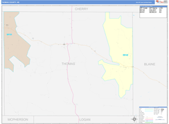 Thomas County, NE Digital Map Color Cast Style