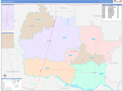 Tillman County, OK Digital Map Color Cast Style