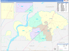 Tipton County, TN Digital Map Color Cast Style