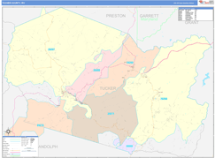 Tucker County, WV Digital Map Color Cast Style