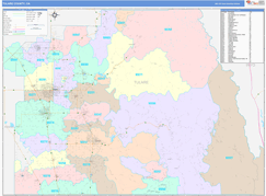 Tulare County, CA Digital Map Color Cast Style