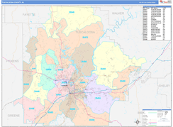 Tuscaloosa County, AL Digital Map Color Cast Style