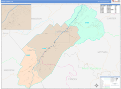Unicoi County, TN Digital Map Color Cast Style