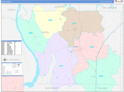 Union County, IL Digital Map Color Cast Style