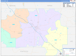 Union County, MS Digital Map Color Cast Style