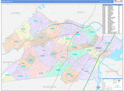 Union County, NJ Digital Map Color Cast Style