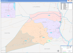 Union County, PA Digital Map Color Cast Style