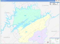 Union County, TN Digital Map Color Cast Style