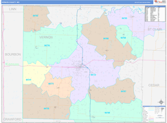 Vernon County, MO Digital Map Color Cast Style