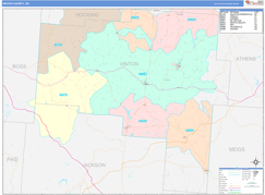Vinton County, OH Digital Map Color Cast Style