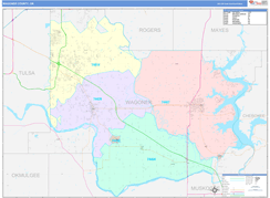 Wagoner County, OK Digital Map Color Cast Style