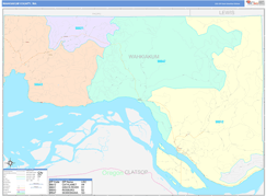 Wahkiakum County, WA Digital Map Color Cast Style